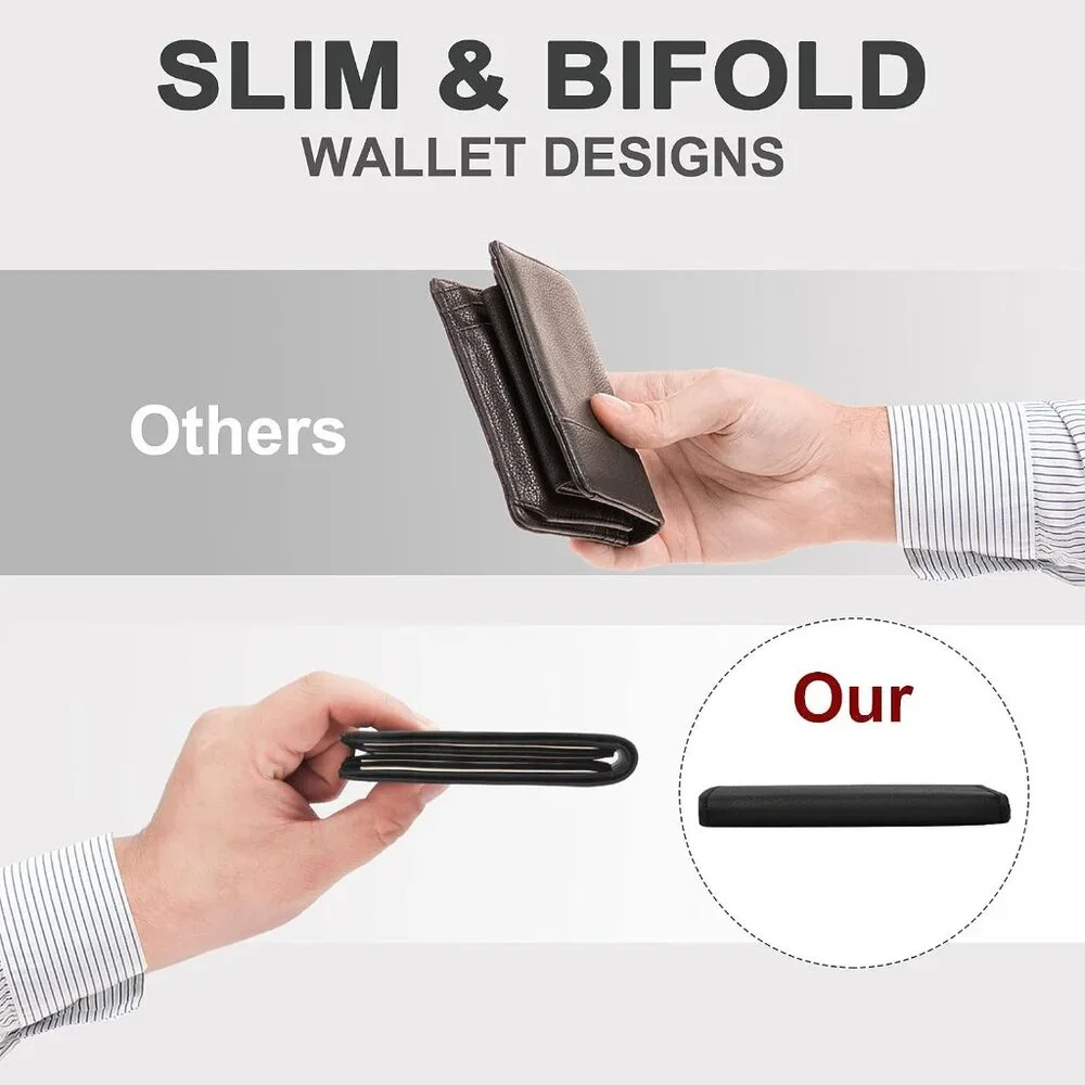 Wallet for Men ID Window with RFID Blocking Front Pocket Minimalist Bifold